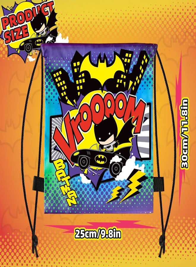 CoCube+ Superhero Drawstring Bag Set of 6 - Cartoon Hero Themed Gym Sack Backpack, Lightweight Polyester String Bag for Birthday, Party Favors, Travel & Sports - Image 2